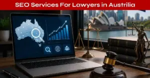 SEO services for lawyers in Australia showing law firm website optimization, Google rankings, local SEO, and lead generation strategies for legal businesses.