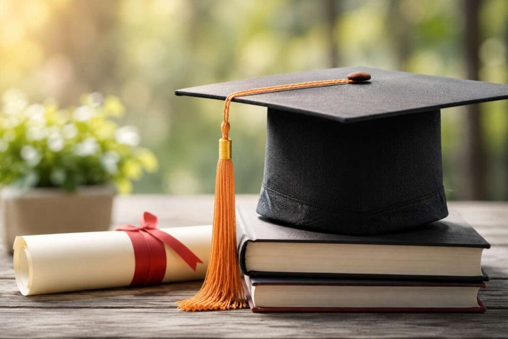 Graduation cap and books representing education marketing by a digital marketing agency in Sydney