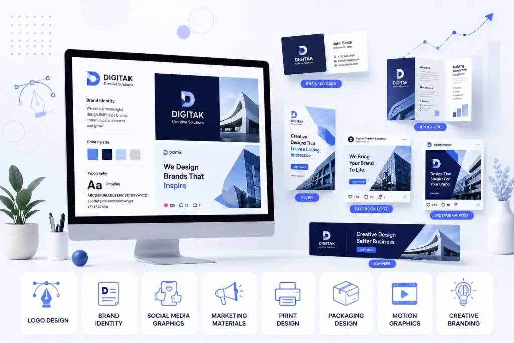 Professional graphic design services in Sydney creating logos, branding materials, and marketing designs