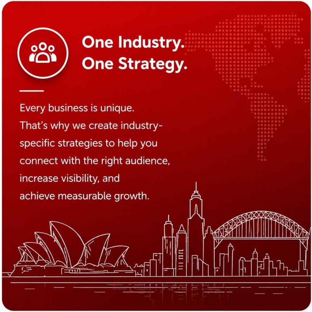 Industry-specific digital marketing strategy illustration showing a business-focused approach for connecting with the right audience, increasing online visibility, and achieving measurable business growth in Sydney.