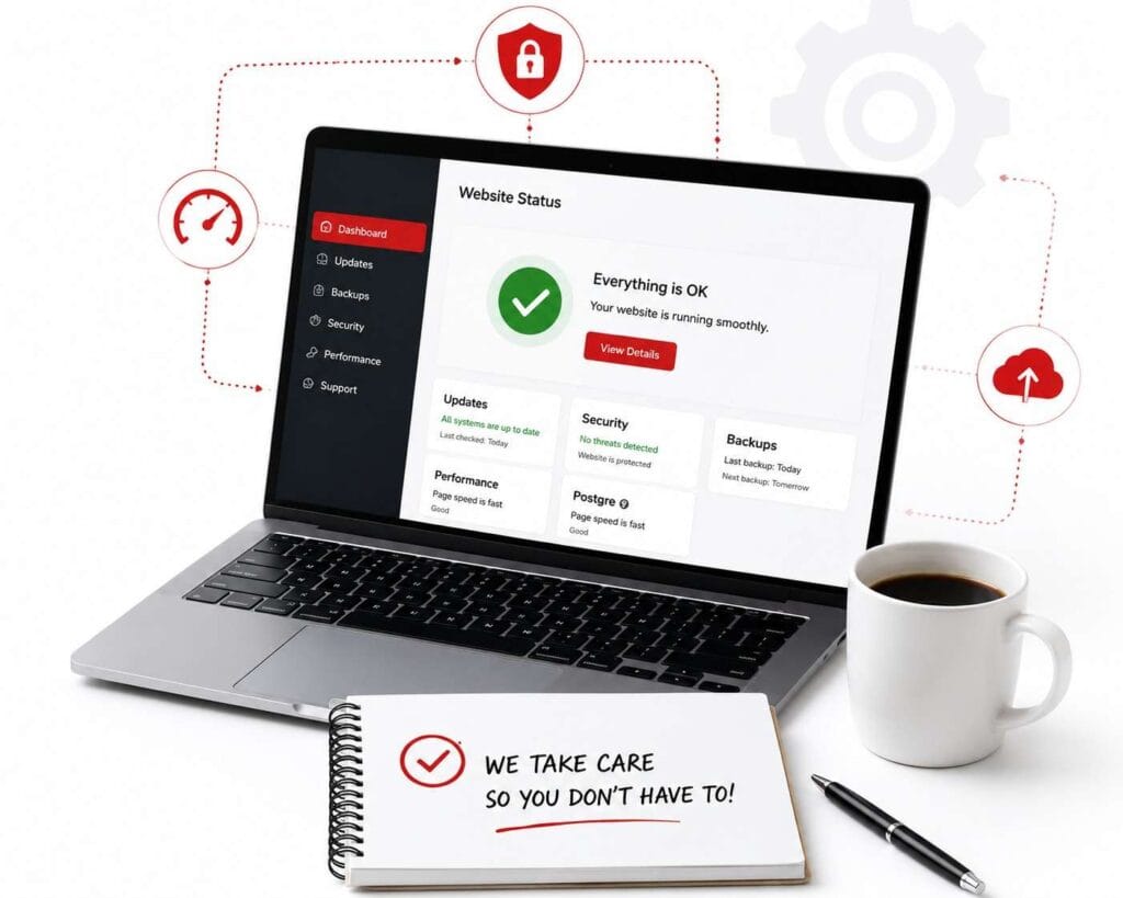 Website maintenance and support services in Nepal with regular updates, security monitoring, backups, performance optimization, and technical support by Digital Techno Wiz.